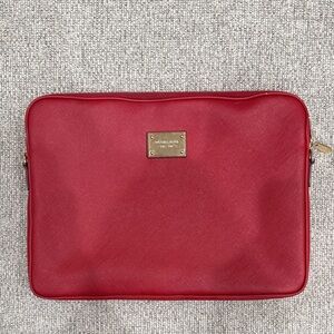 Michael Kors Crimson Laptop Case with Gold Accent